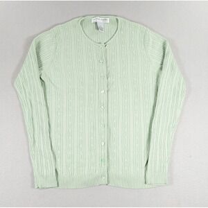 Sutton Studio Bloomingdale's Silk Cashmere Cardigan Mint Green Cable Knit WomenS